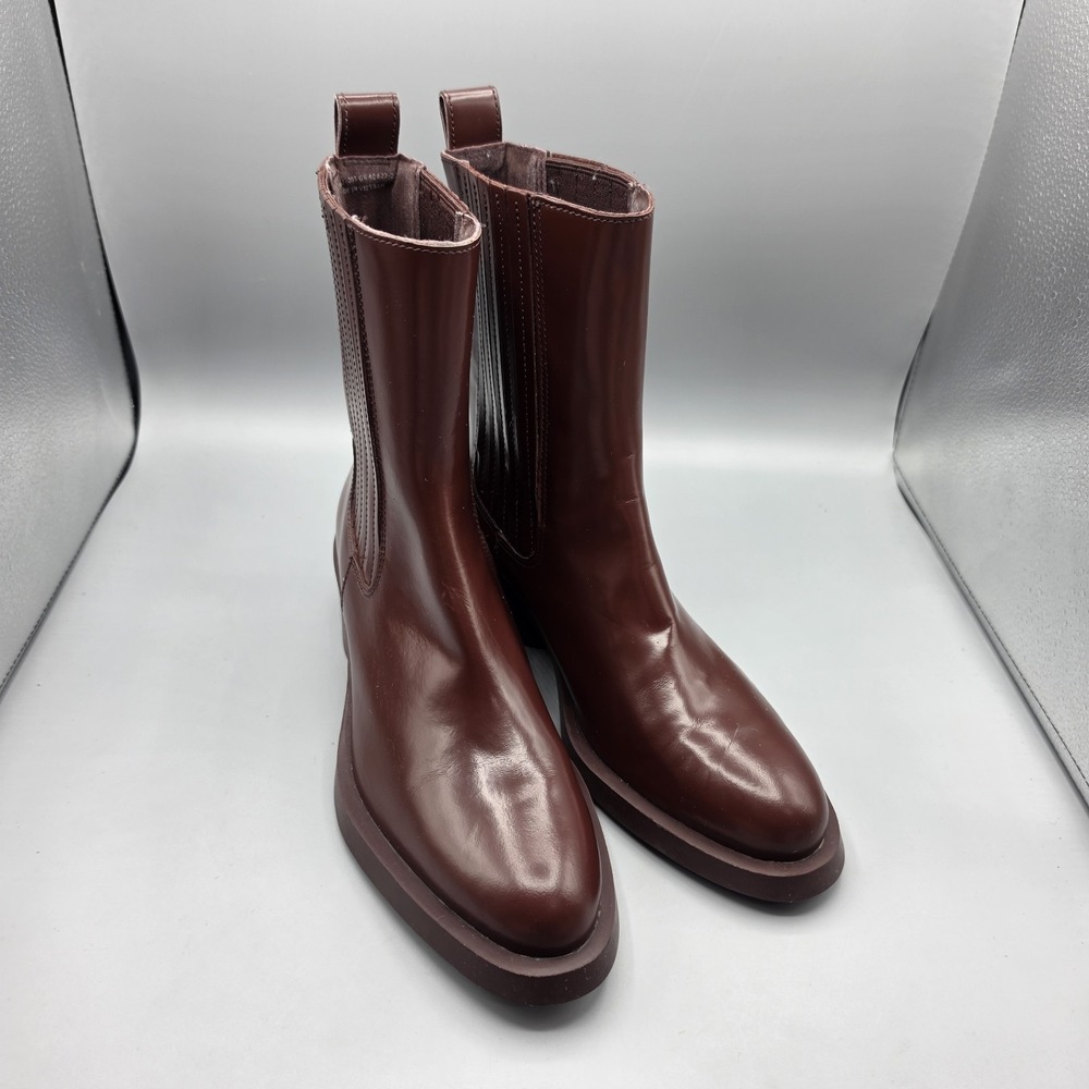 Camper Bonnie Boots Womens 40 Red Brown Leather Western Block Heel Festival